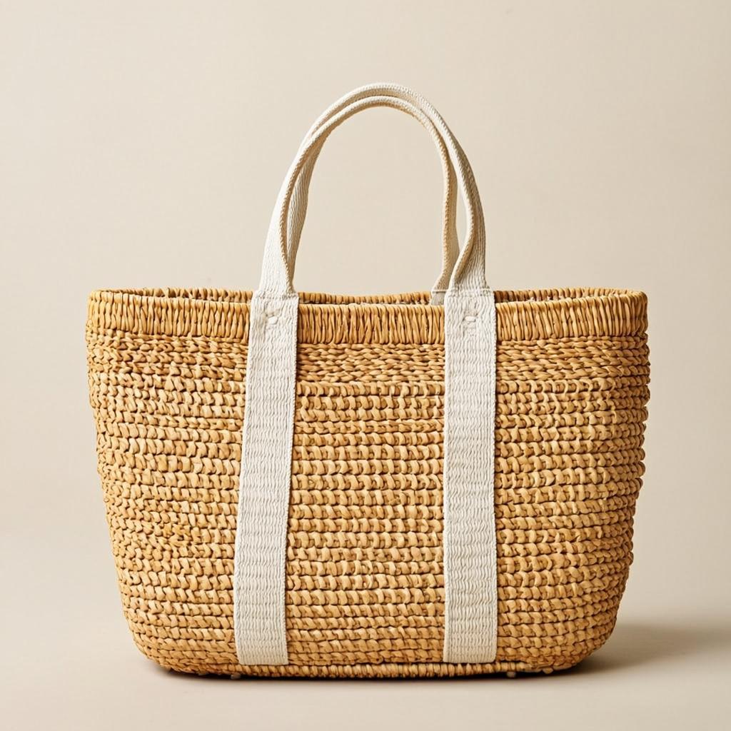 Handcrafted woven natural fiber island tote bag